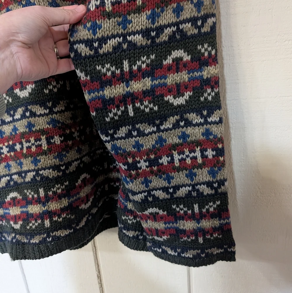Vintage Abercrombie &Fitch Fair Isle Snowflake Wool Sweater 90s Holiday - Picture 5 of 14